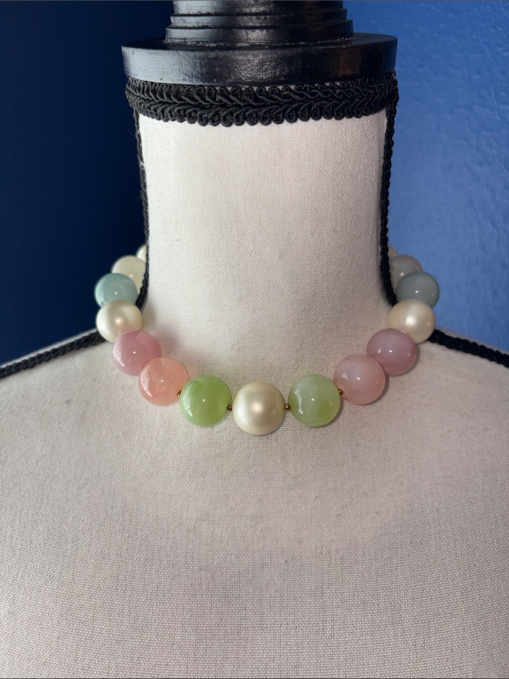 Vintage 1980s Pastel Bubble Gum Bead Necklace • 13" + 2.5" Extender • EUC